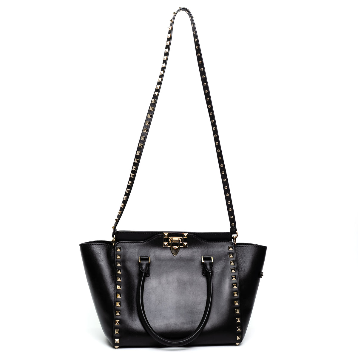 Valentino Garavani Small Rockstud Black Leather Tote