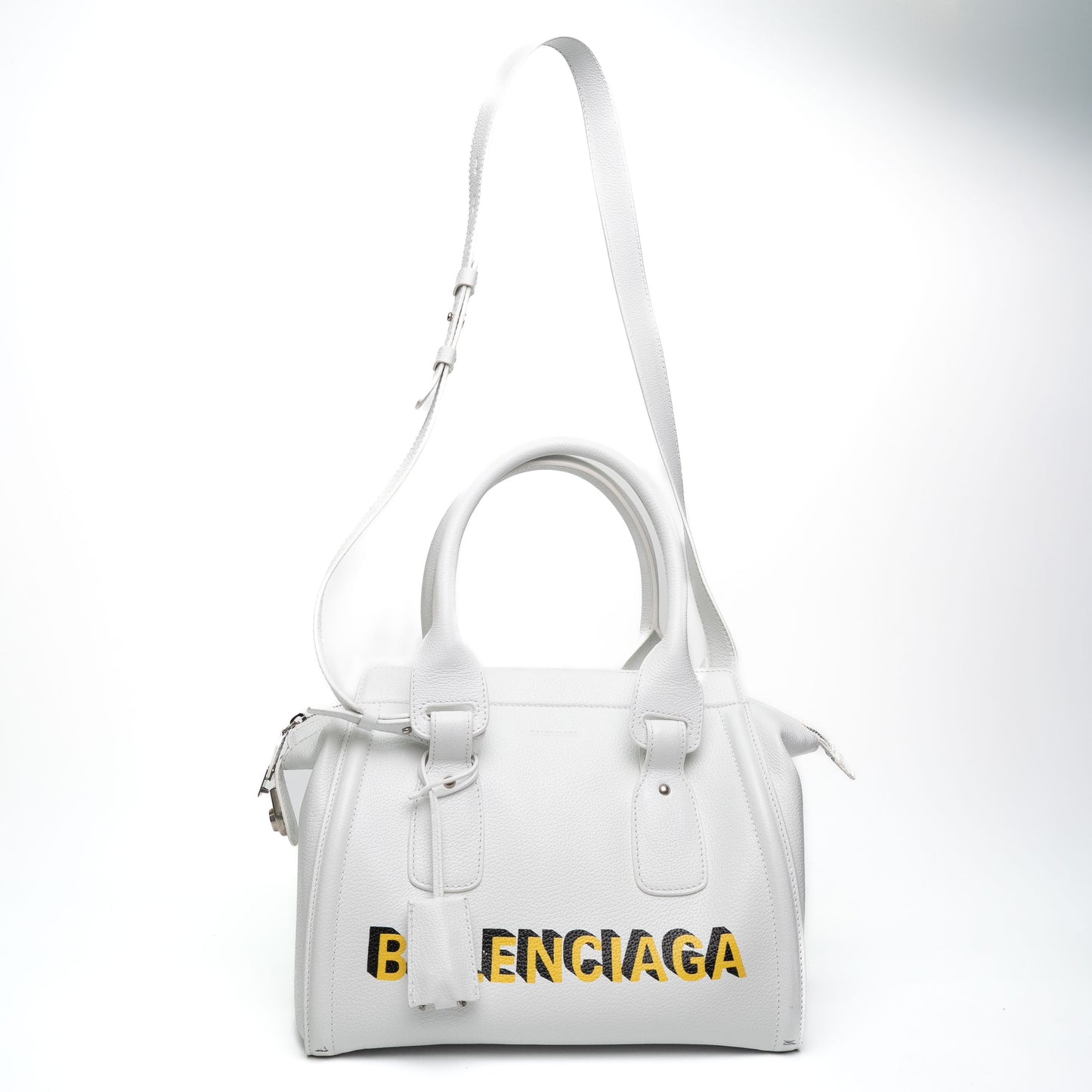 Balenciaga Monday White Leather Bowling Bag