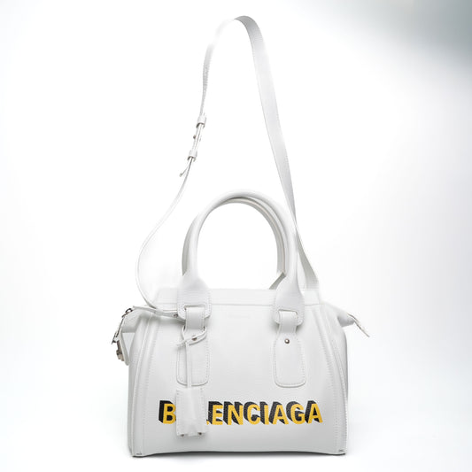 Balenciaga Monday White Leather Bowling Bag