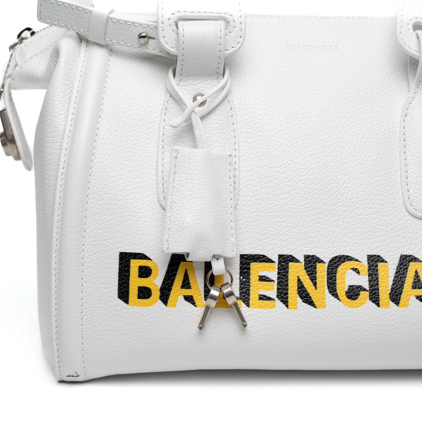 Balenciaga Monday White Leather Bowling Bag