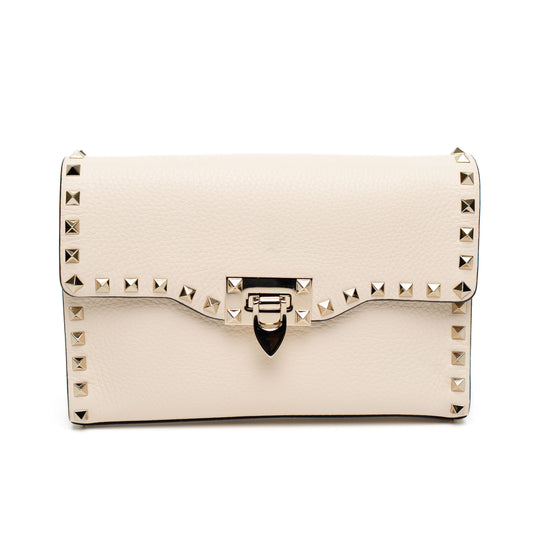 Valentino Rockstud Cream Shoulder Bag