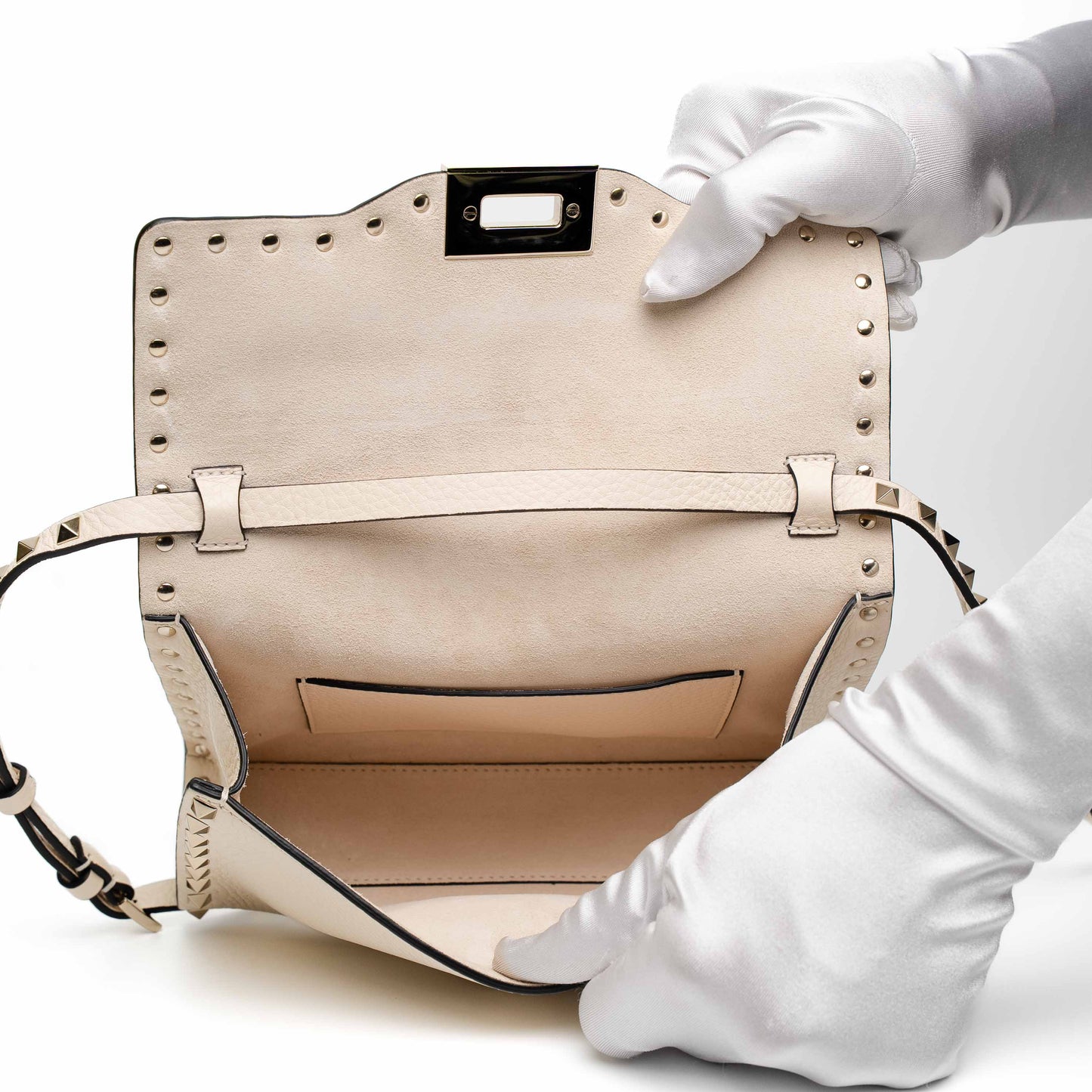 Valentino Rockstud Cream Shoulder Bag