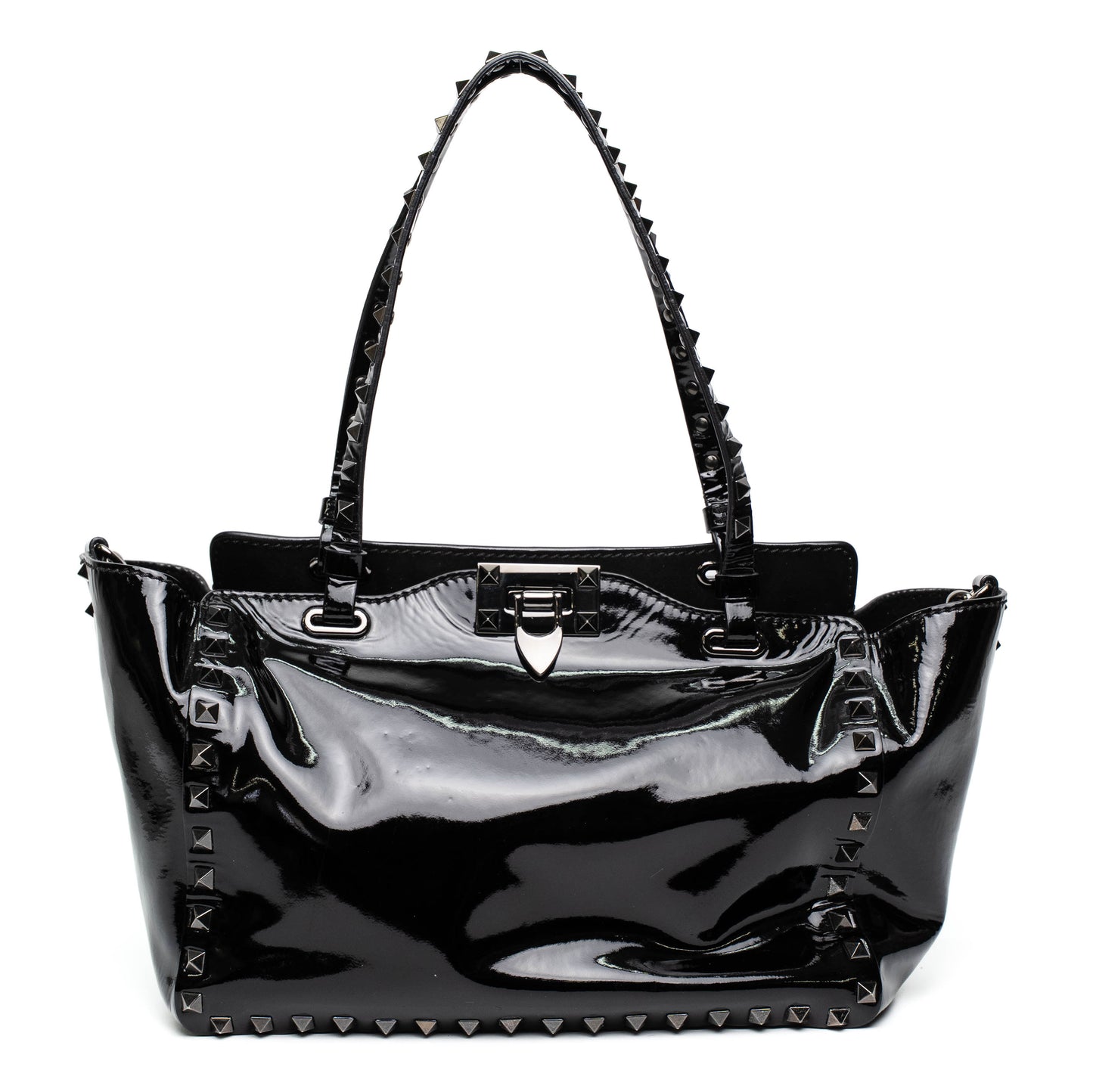 Valentino Rockstud Black Patent Tote