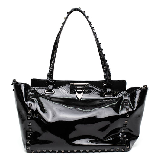 Valentino Rockstud Black Patent Tote