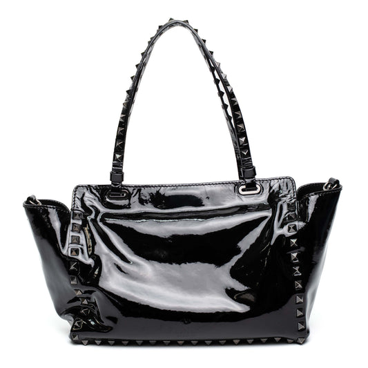 Valentino Rockstud Black Patent Tote