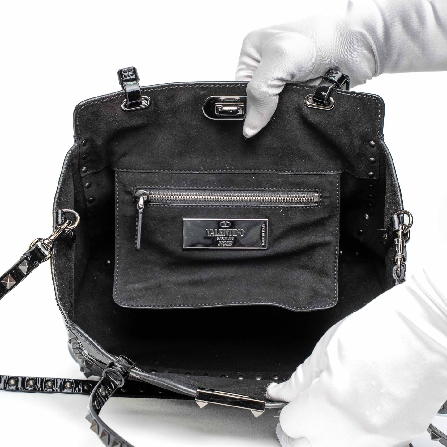 Valentino Rockstud Black Patent Tote