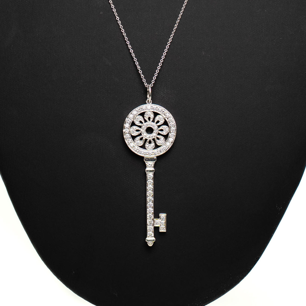 Tiffany & Co. Platinum Diamond Petals Key Necklace