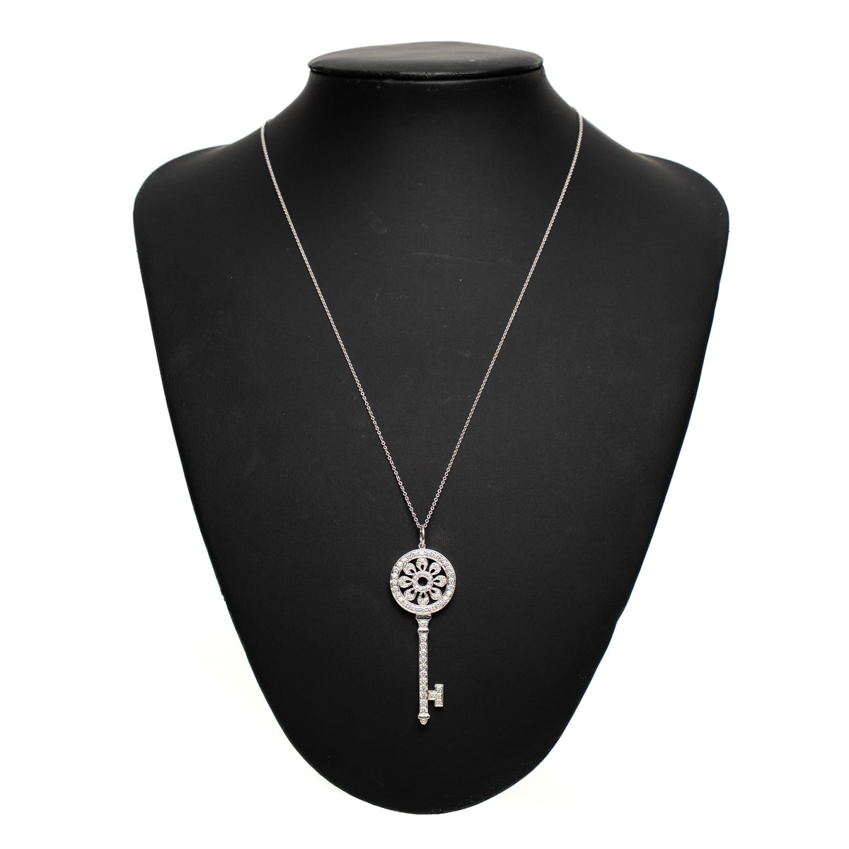 Tiffany & Co. Platinum Diamond Petals Key Necklace