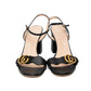 Gucci Black Leather Mid Heel Sandals
