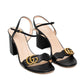 Gucci Black Leather Mid Heel Sandals