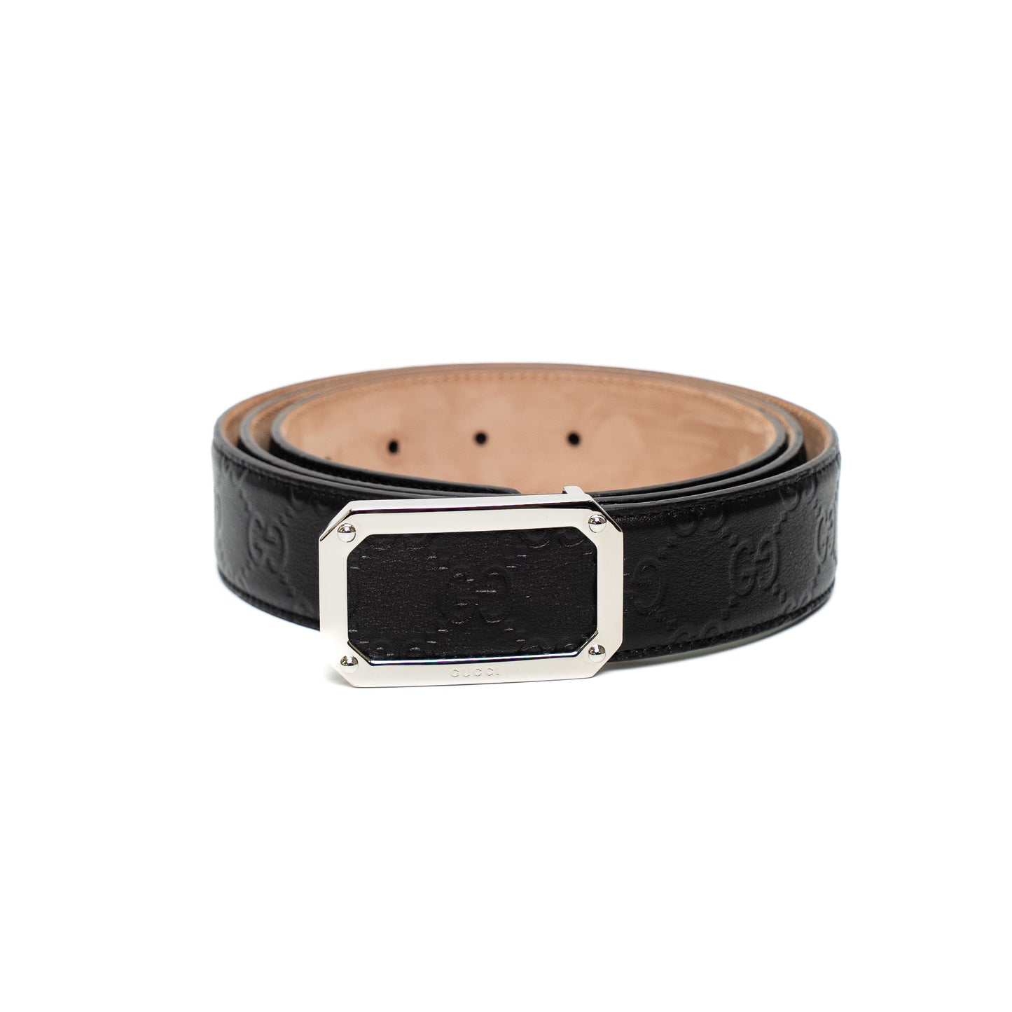 Gucci Signature Black Rectangular Buckle Belt