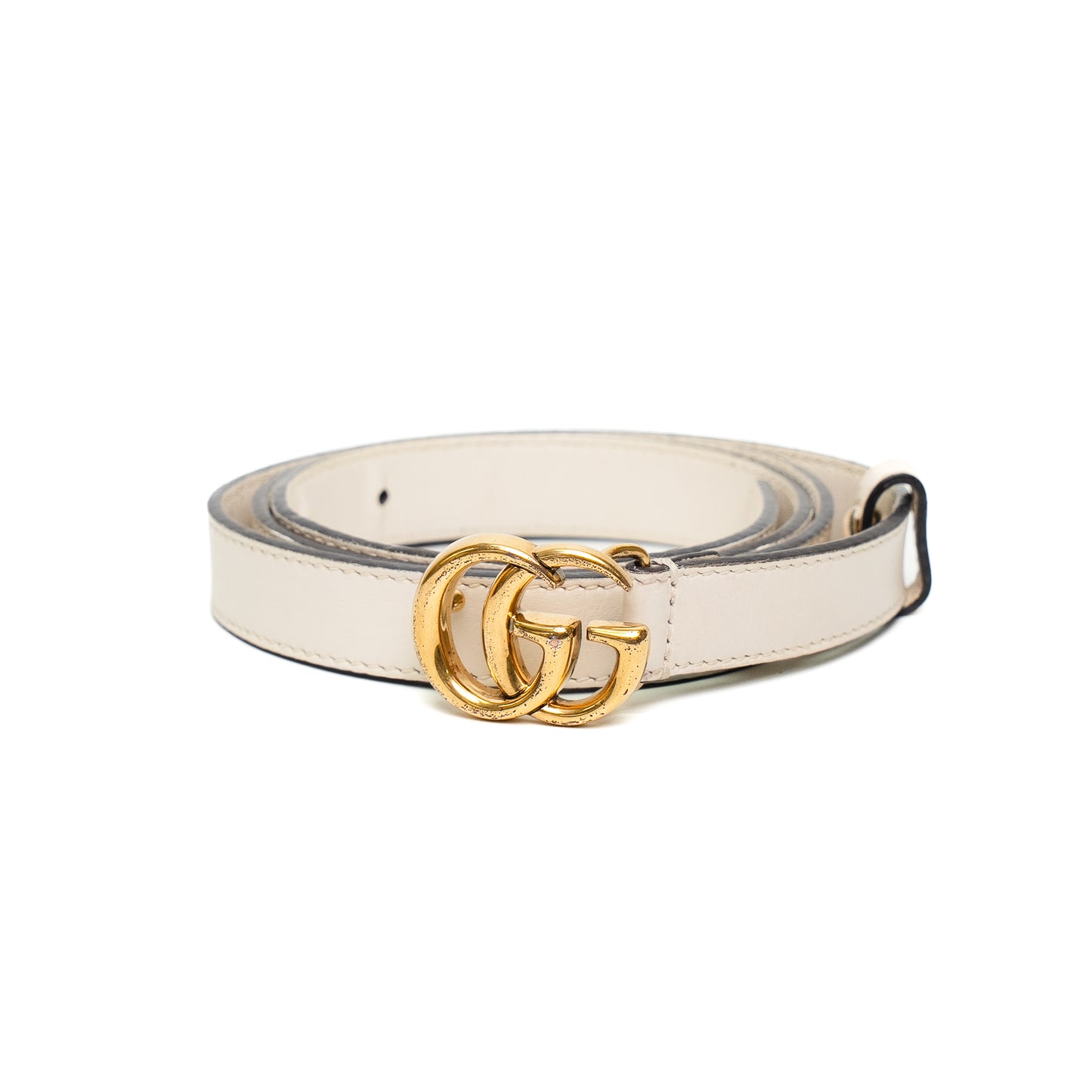 Gucci Slim Double G White Leather Belt