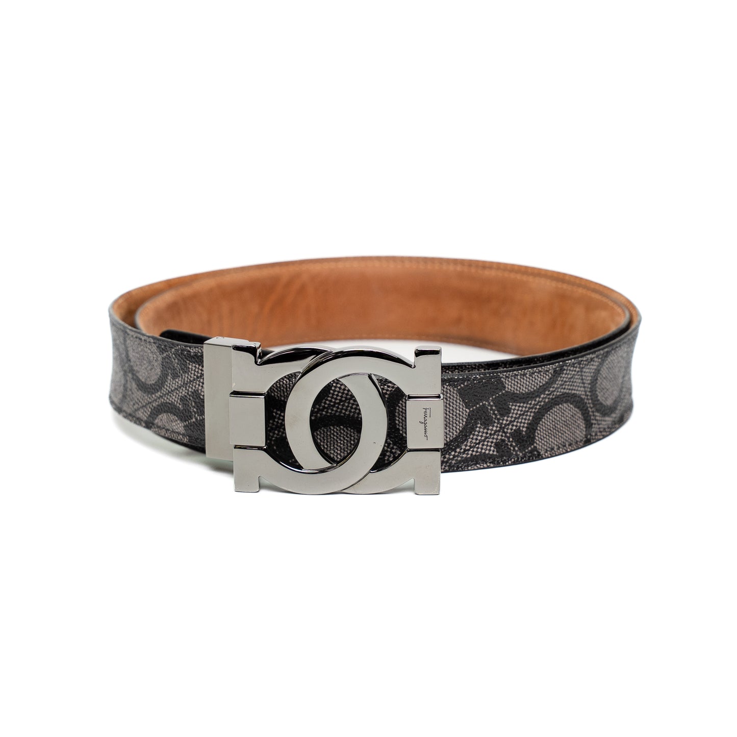 Ferragamo Gancini Black Calfskin Belt