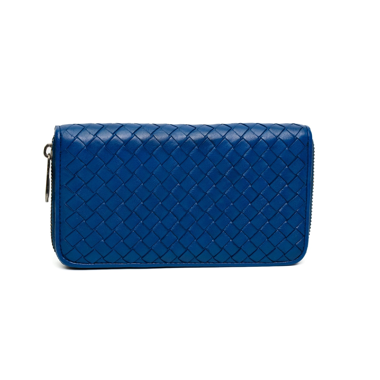 Bottega Veneta Cobalt Intrecciato Zip Wallet