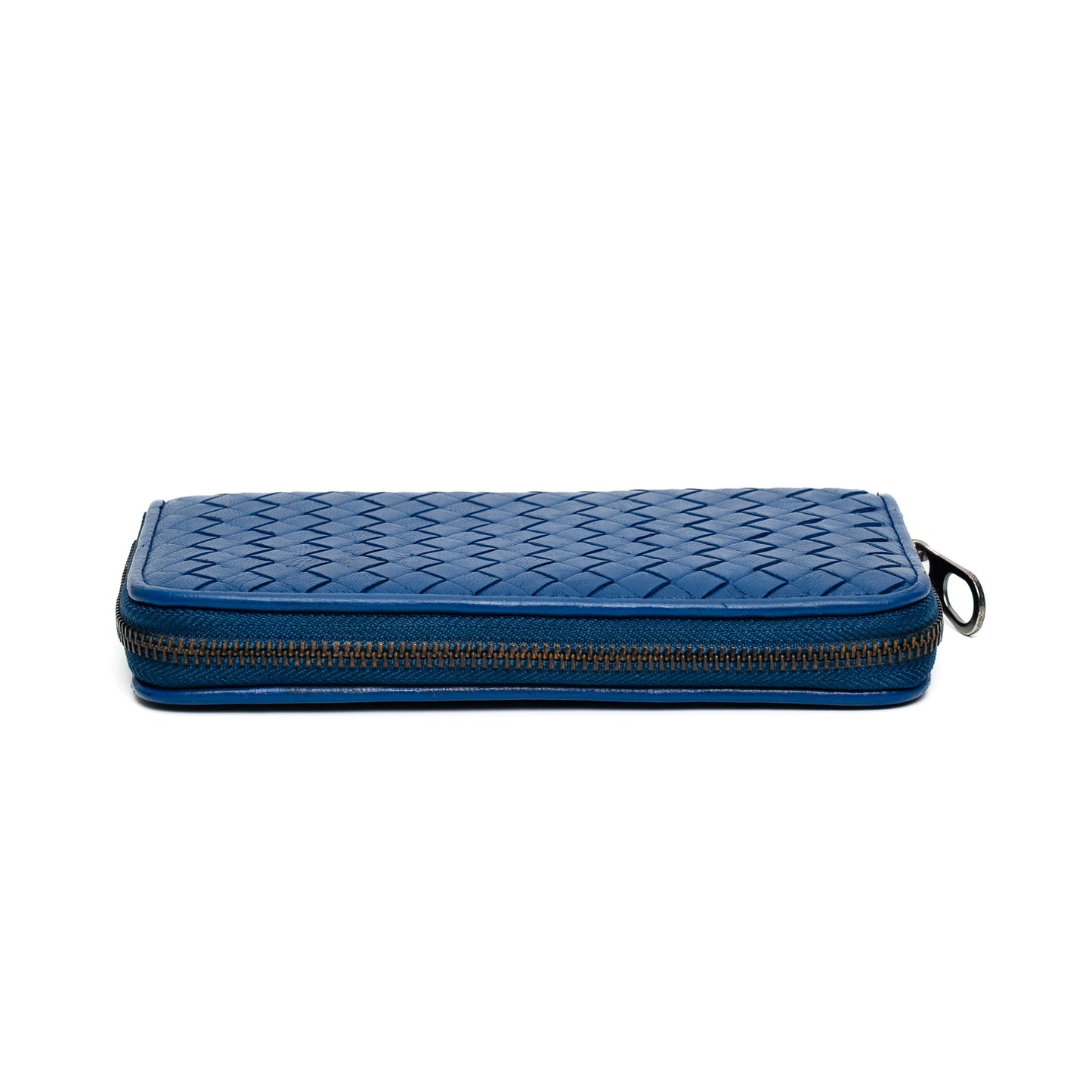 Bottega Veneta Cobalt Intrecciato Zip Wallet