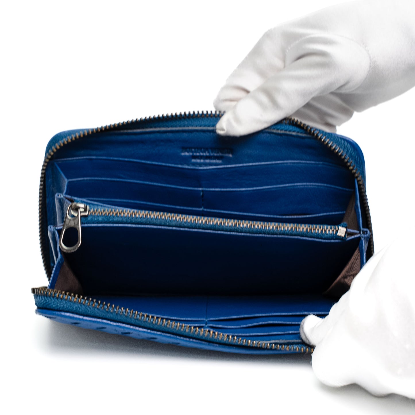 Bottega Veneta Cobalt Intrecciato Zip Wallet