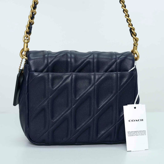 Coach Quilted Leather Shoulder Bag – Navy Blue