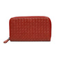 Bottega Veneta Red Intrecciato Zip Wallet
