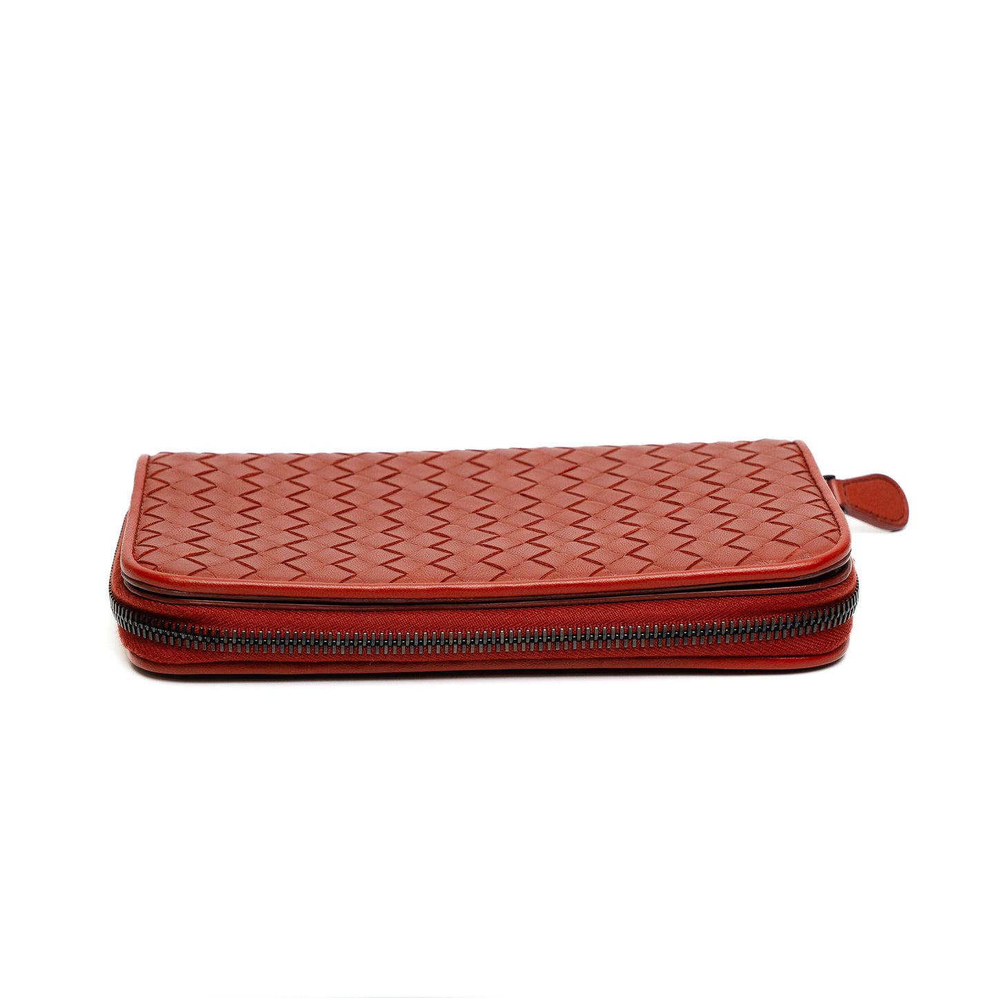 Bottega Veneta Red Intrecciato Zip Wallet