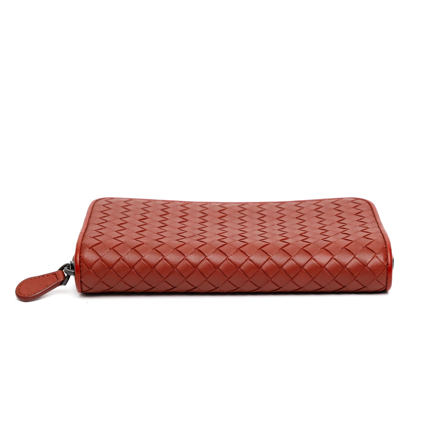 Bottega Veneta Red Intrecciato Zip Wallet