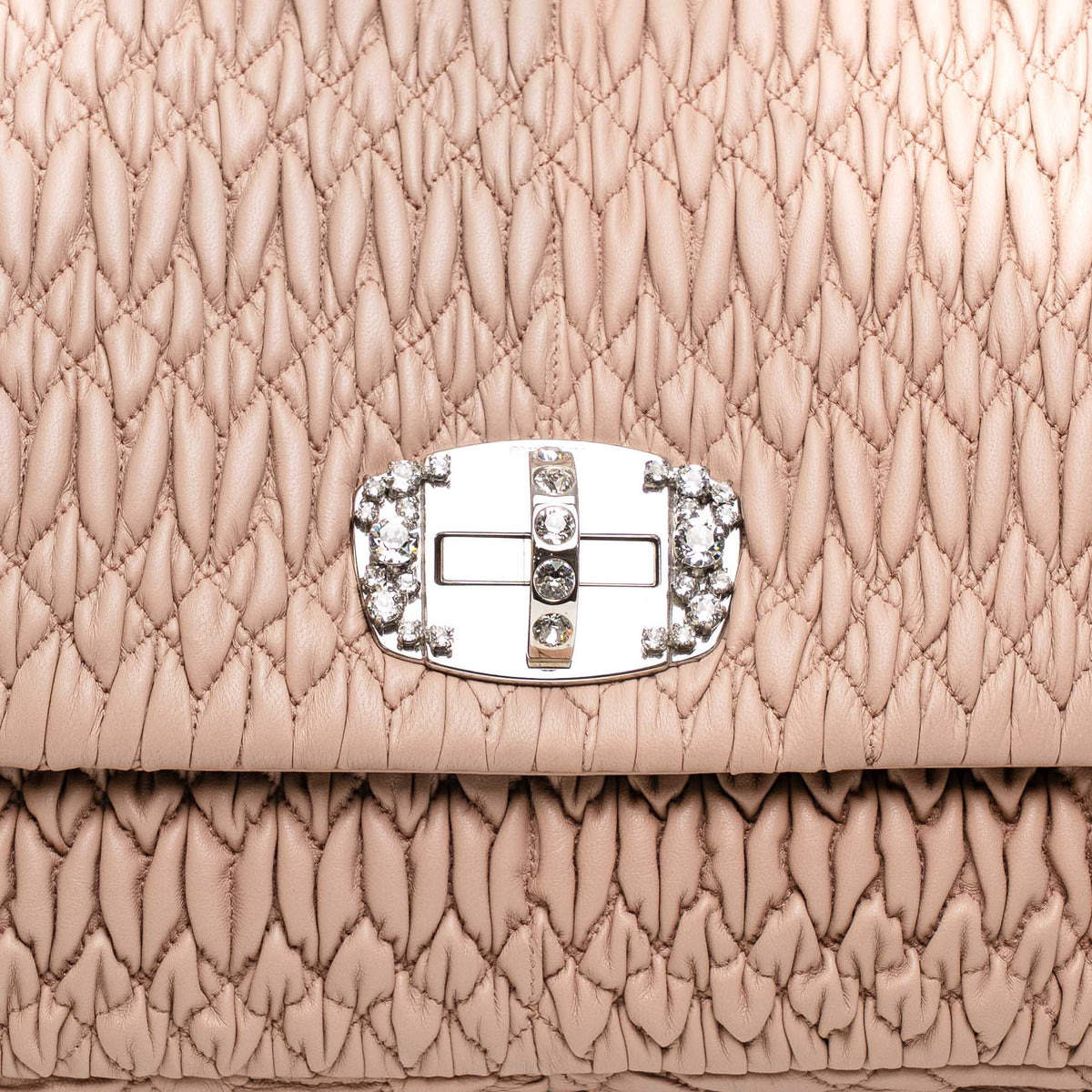 Miu Miu Cammeo Pink Matelasse Crystal Shoulder Bag