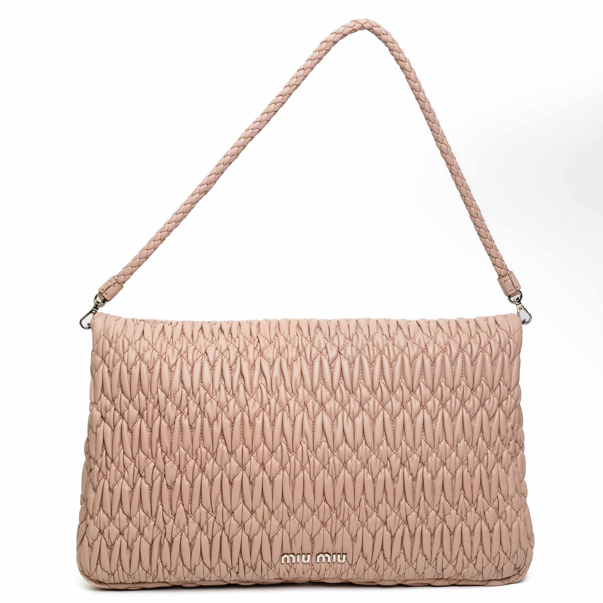 Miu Miu Cammeo Pink Matelasse Crystal Shoulder Bag