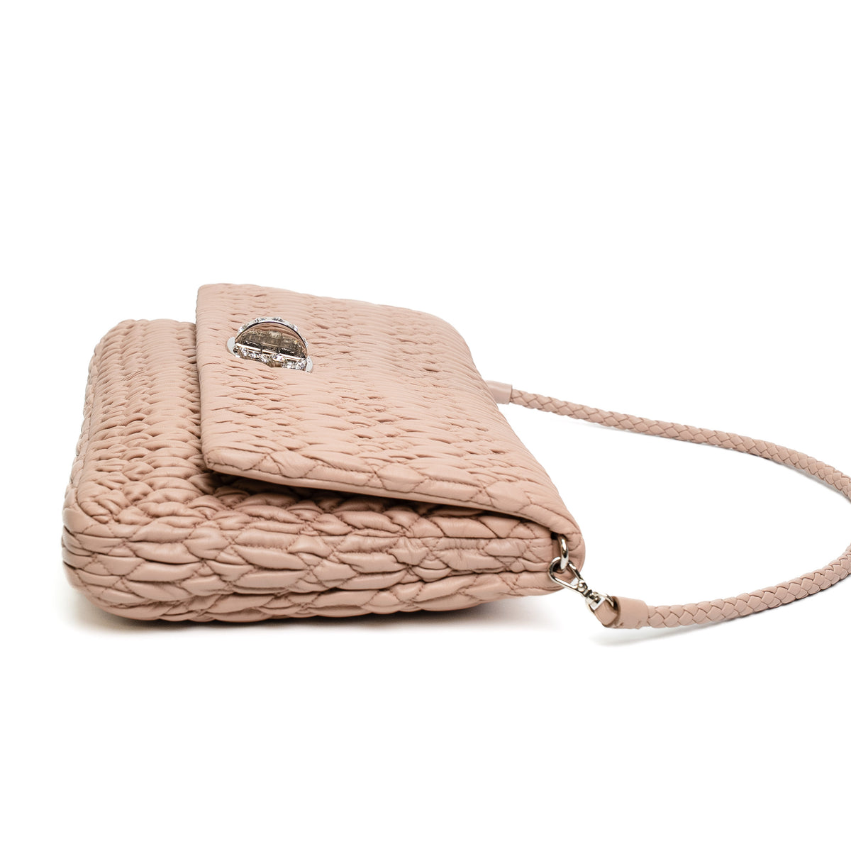 Miu Miu Cammeo Pink Matelasse Crystal Shoulder Bag