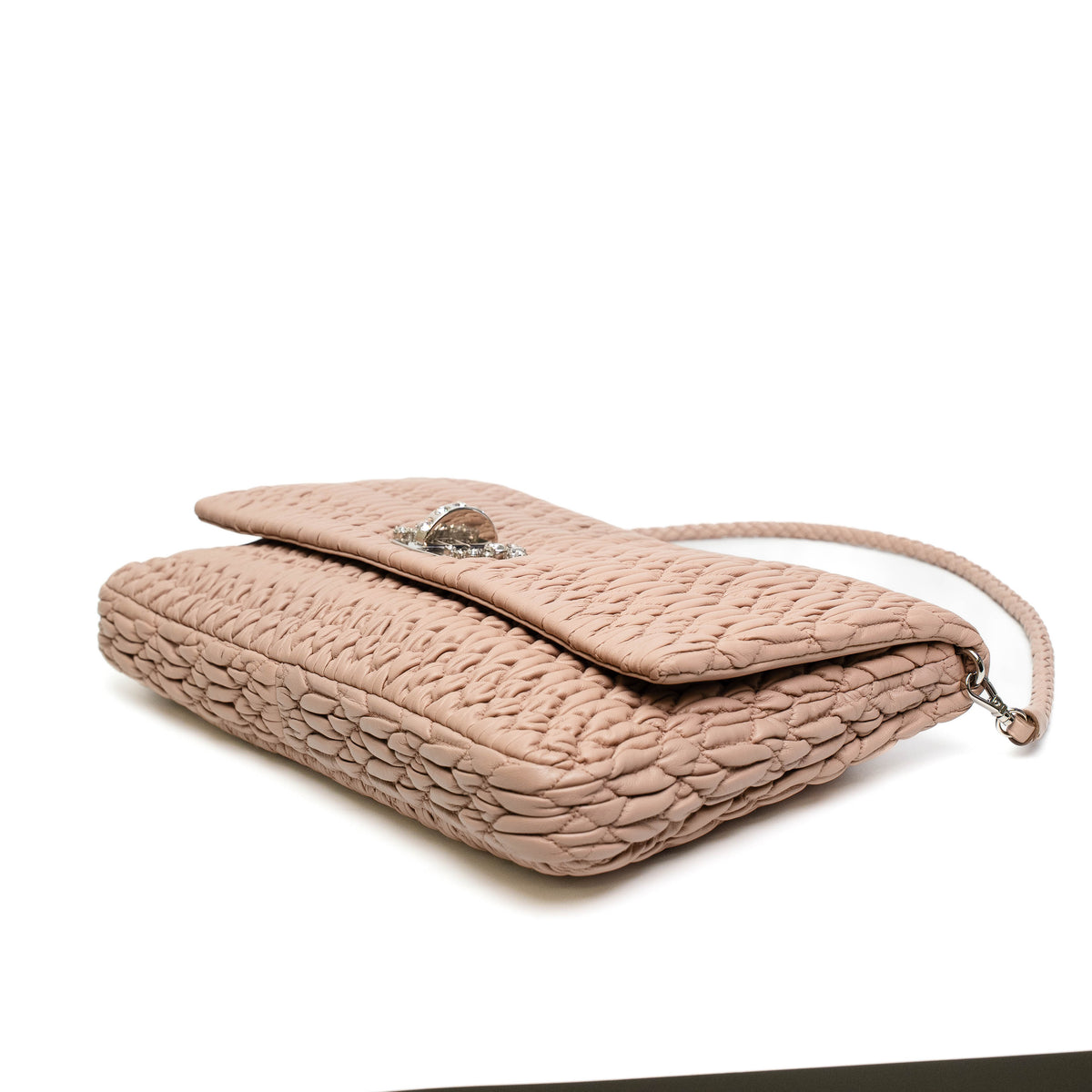Miu Miu Cammeo Pink Matelasse Crystal Shoulder Bag