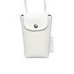 White handbag with a silver clasp on a white background