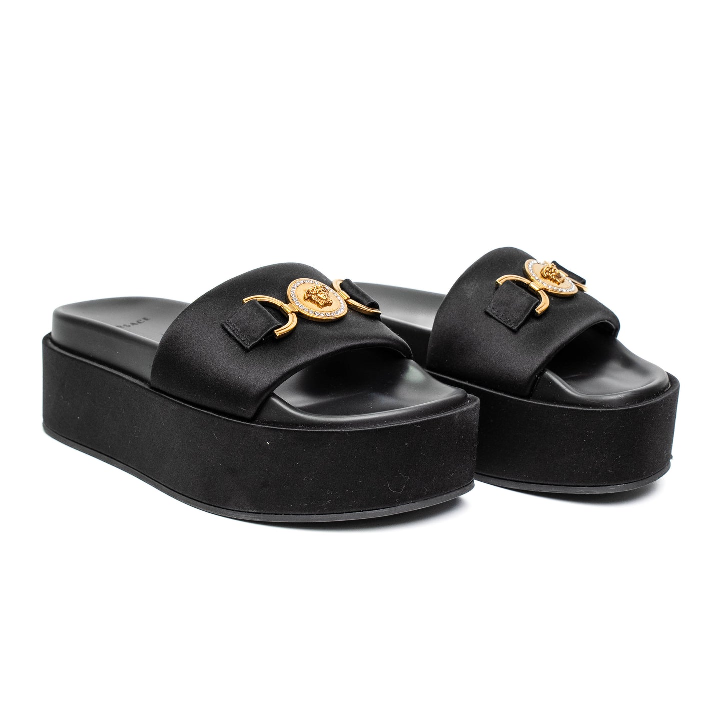 Versace Medusa Black Platform Slides