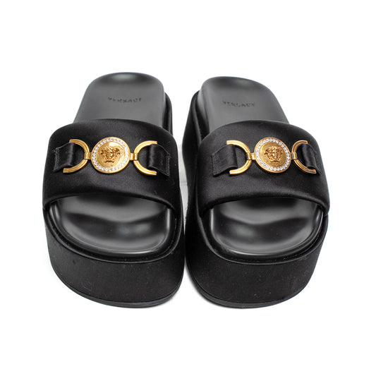 Versace Medusa Black Platform Slides