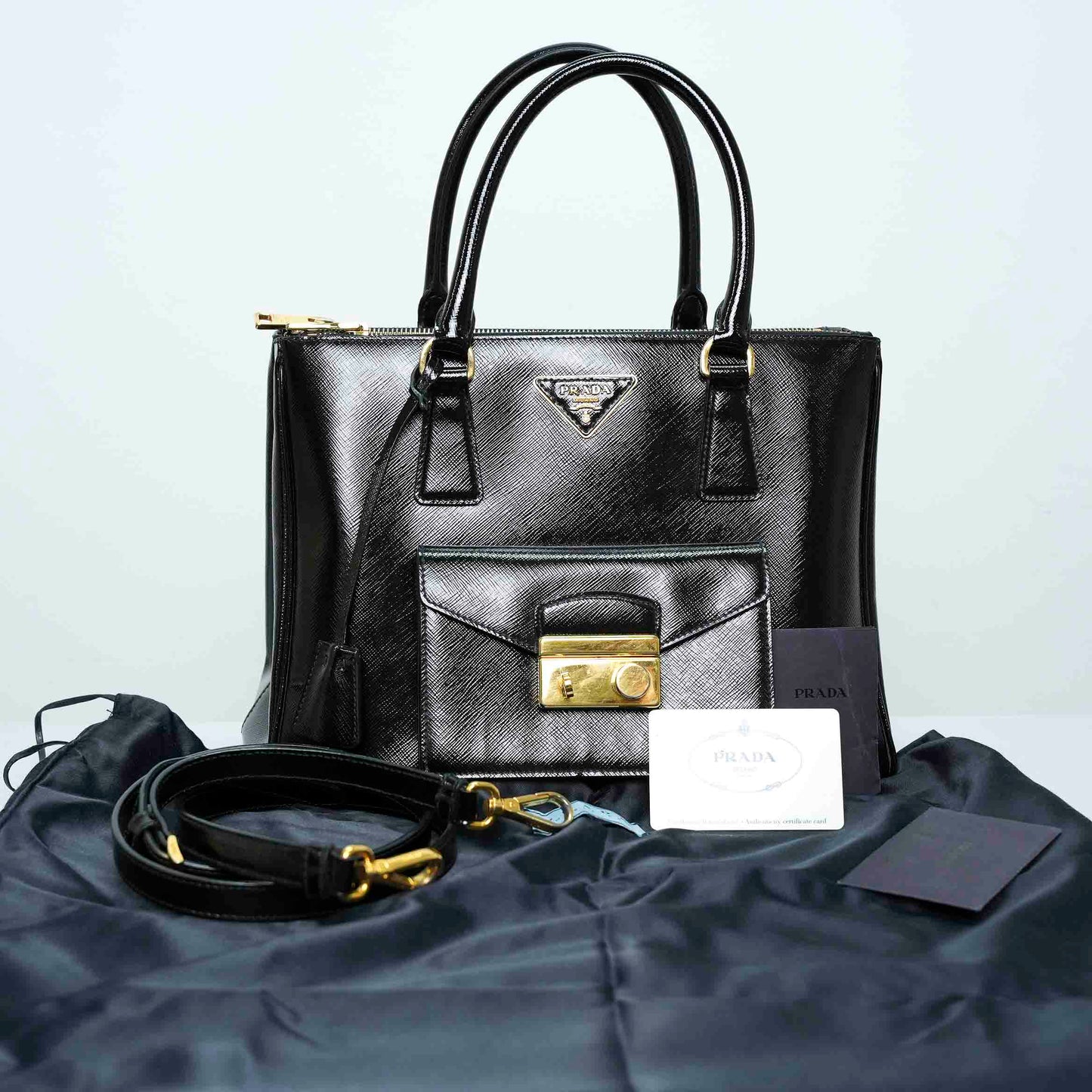 Prada Nero Saffiano Vernice Tote