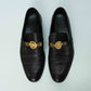 Versace Black Leather Medusa Slip-On Dress Loafers