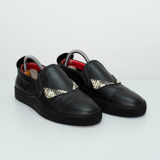 Fendi Black Monster Eyes Slip-On Sneakers