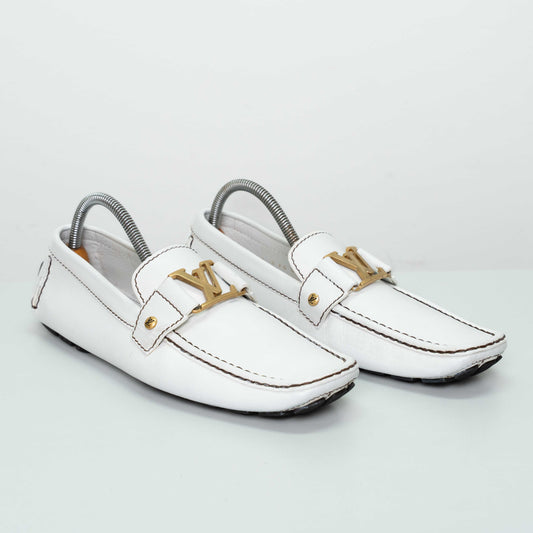 Louis Vuitton Monte Carlo White Leather Moccasins