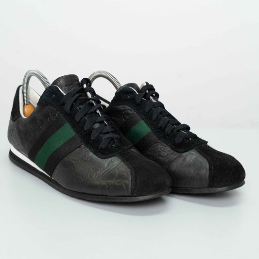 Gucci Black Guccissima Leather & Suede Low-Top Sneakers