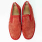 Christian Louboutin Red Pik Boat Spike Suede Slip-On Shoes