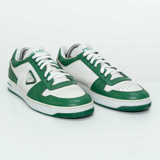 Prada Downtown Green & White Leather Sneakers