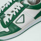 Prada Downtown Green & White Leather Sneakers