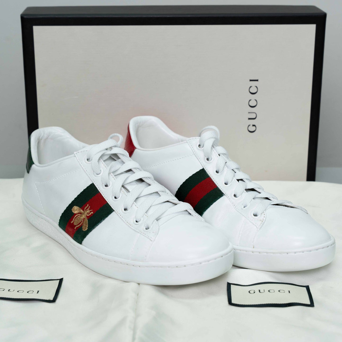 Gucci Low Top Ace Trainer with Bee White Sneakers