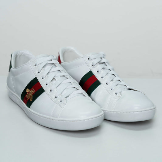 Gucci Low Top Ace Trainer with Bee White Sneakers