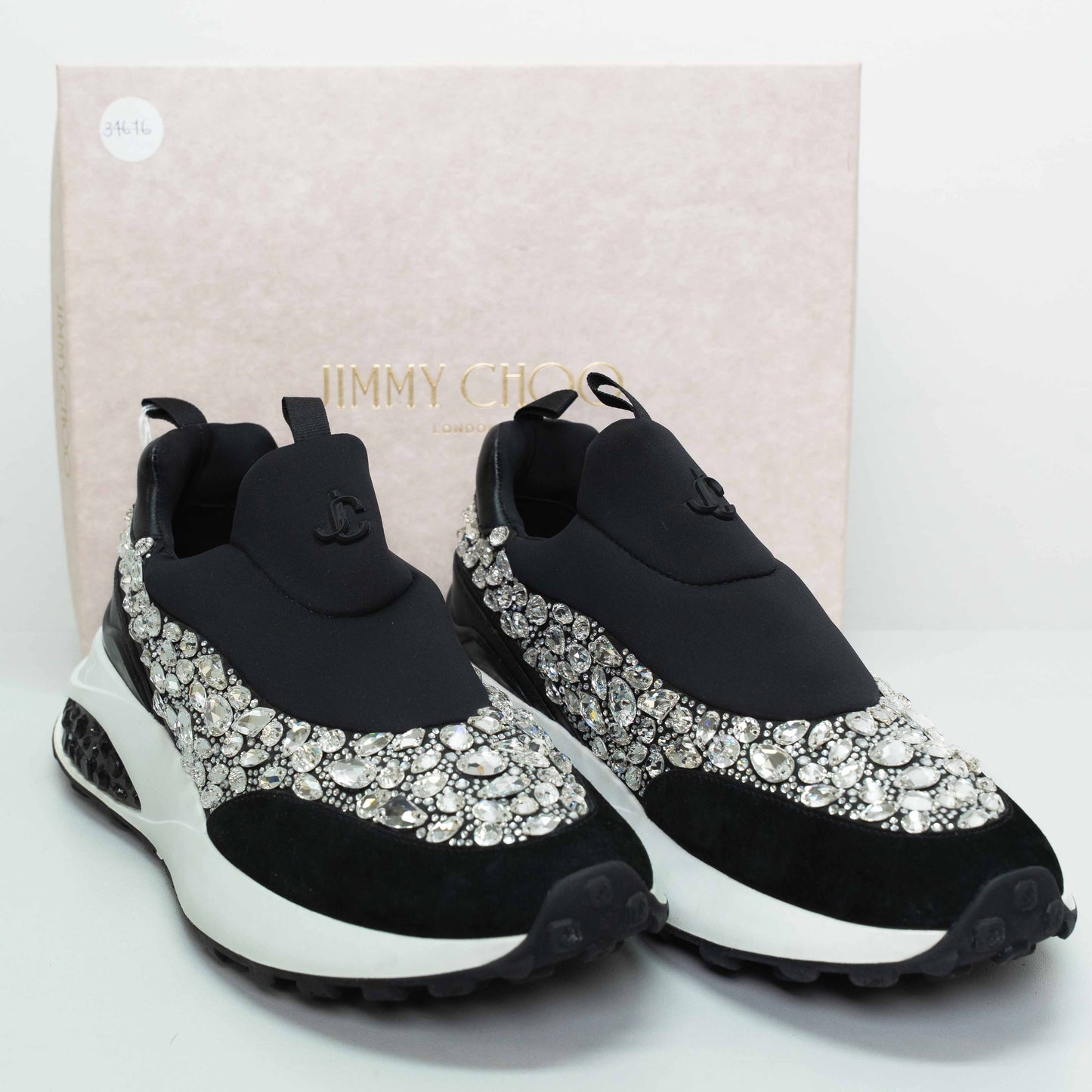 Jimmy Choo Memphis Black Mix Crystal Trainers