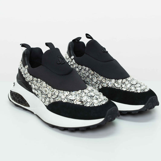 Jimmy Choo Memphis Black Mix Crystal Trainers