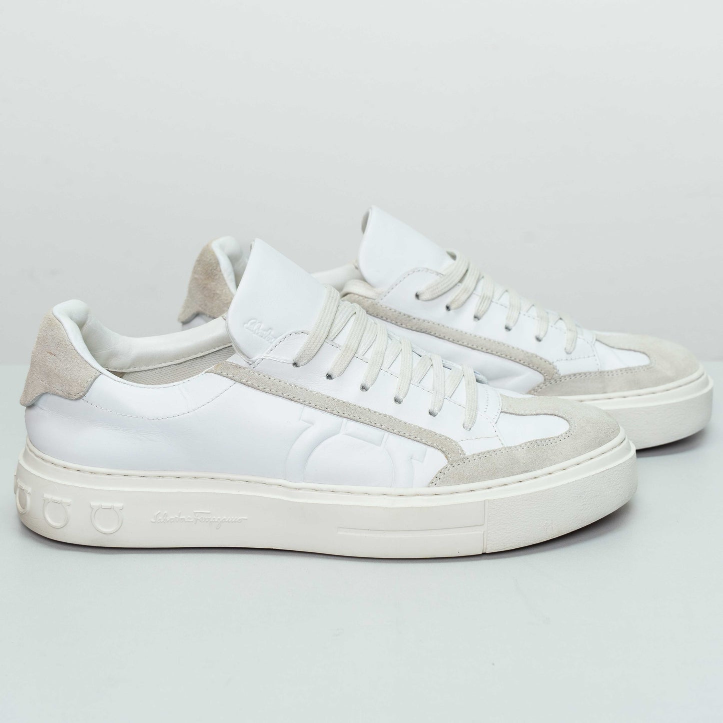 Salvatore Ferragamo White Low-Top Sneakers