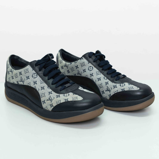 Louis Vuitton Monogram Canvas Navy Leather Sneakers