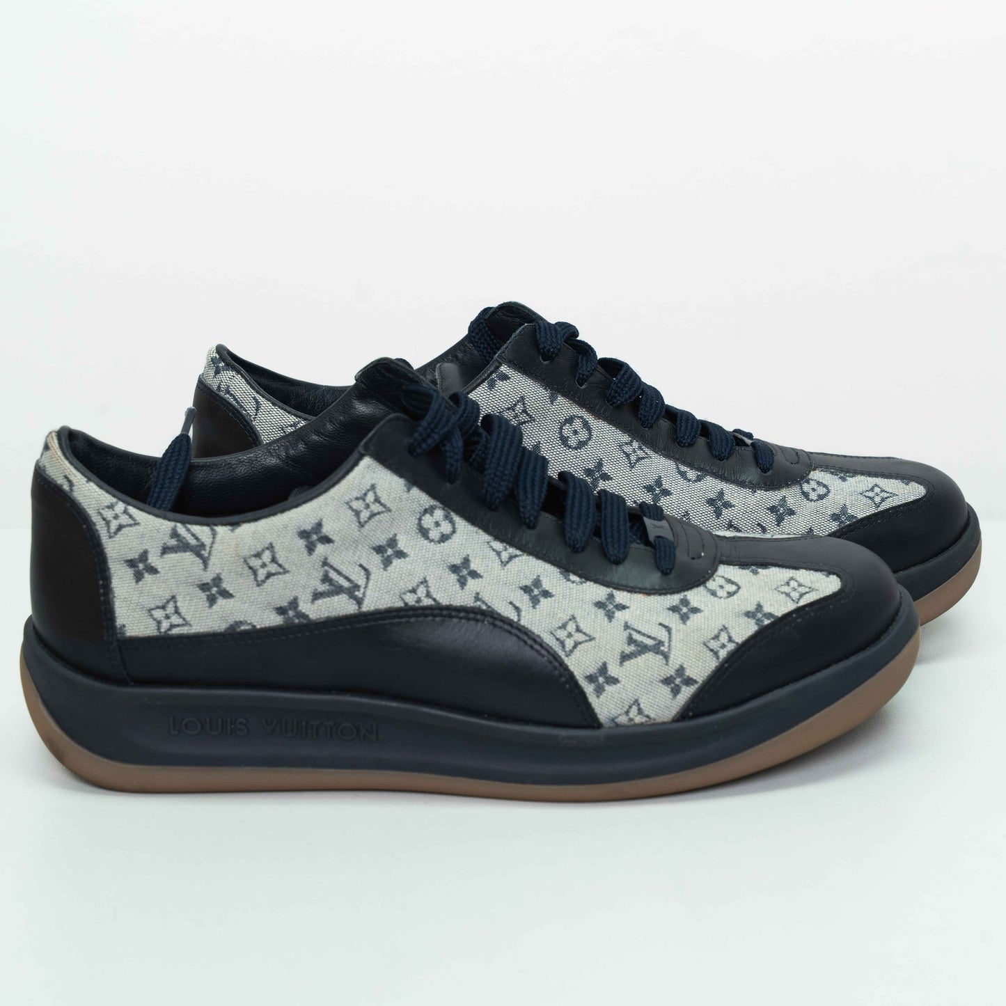 Louis Vuitton Monogram Canvas Navy Leather Sneakers