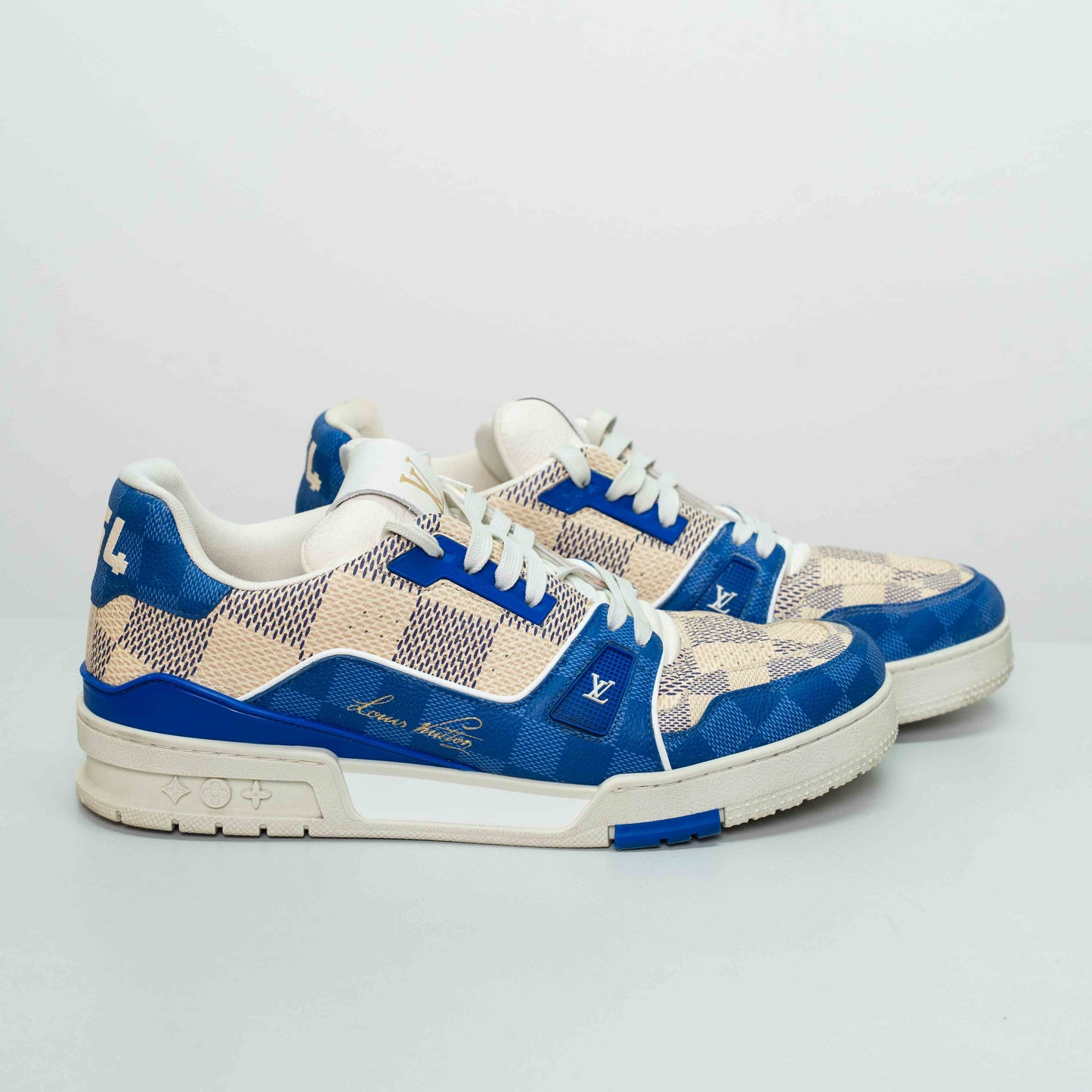 Louis Vuitton Blue Trainer Calf Leather Sneakers