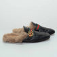 Gucci Princetown Black Leather Fur Mules