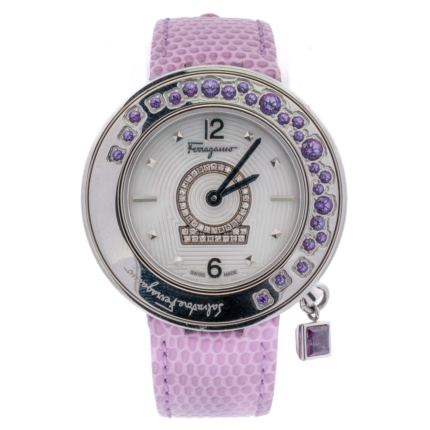 Salvatore Ferragamo Gancino Purple Bezel Watch