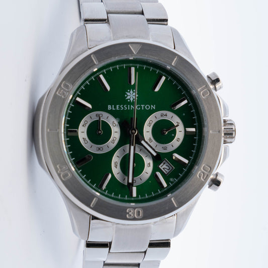 Blessington Green Dial Stainless Steel Chronograph Watch